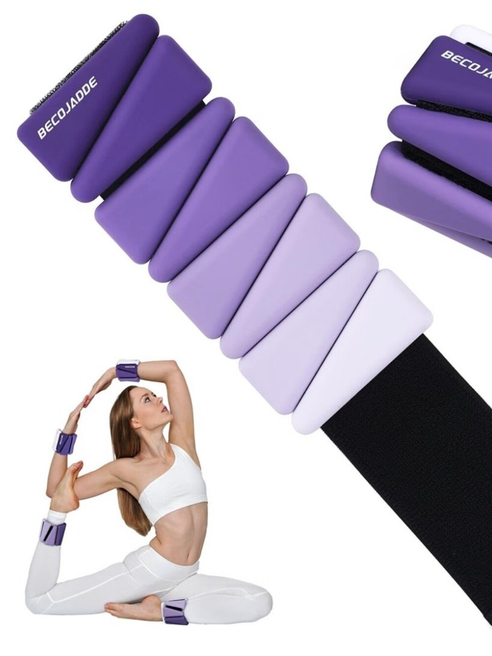 BECOJADDE Workout Ankle & Wrist Weights Adjustable Set of 2 , (2lbs Each) Purple